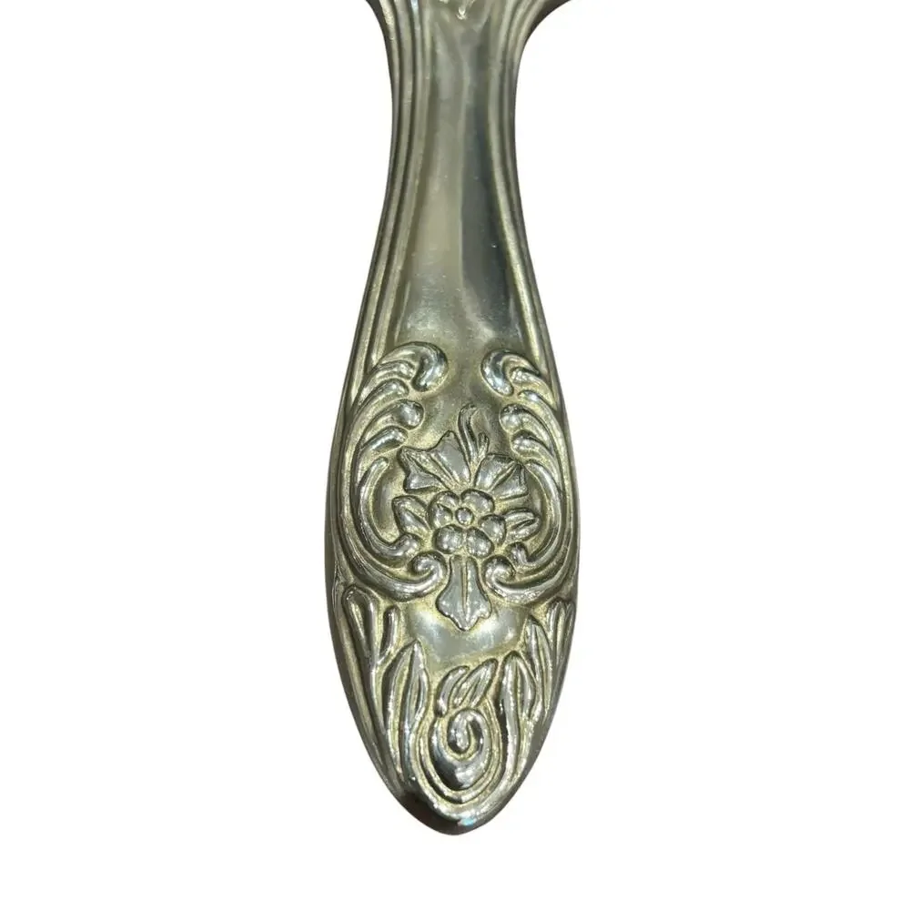 Vintage Silver Plated Vanity Dresser Set Mirror Brush Comb Ornate Floral